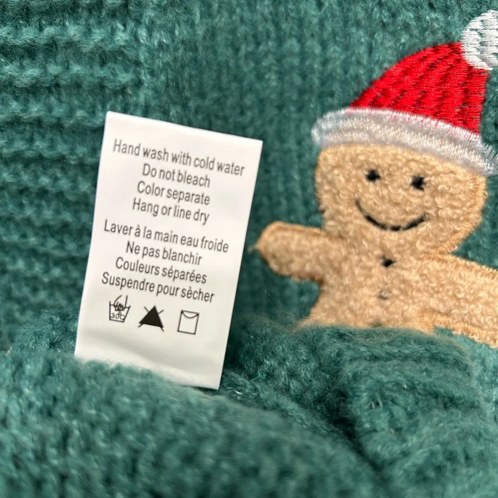 Gingerbread Sweater Christmas Holiday Winter Knit Green Cozy 🎄❄️🎅 - Picture 9 of 9